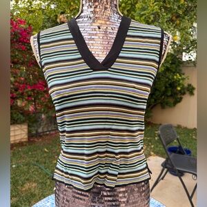 Multicolor Striped V-Neck Tank Top